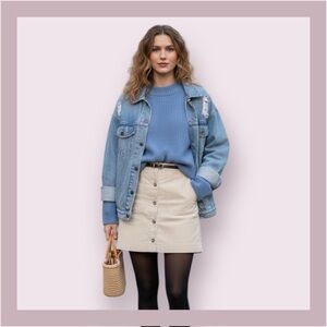 Uniqlo Cream Corduroy Mini Skirt